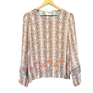 Savanna Jane Floral Embroidered Long Sleeve Tunic Top Women’s Size Medium